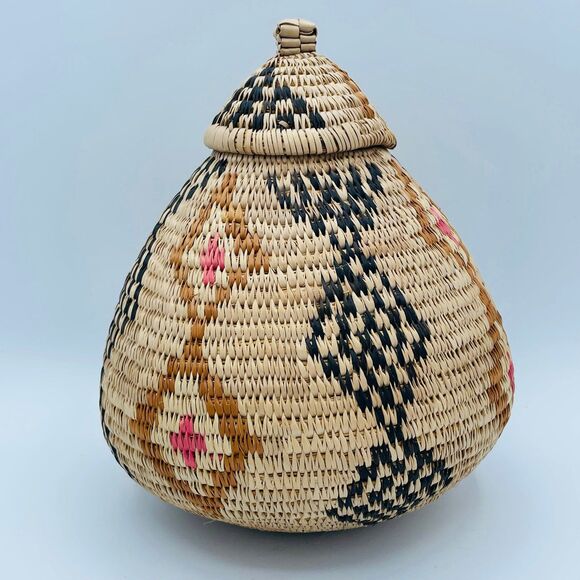 Authentic Traditional South African Hand Woven ZULU Ukhamba Basket w. Lid 10" - Picture 12 of 12